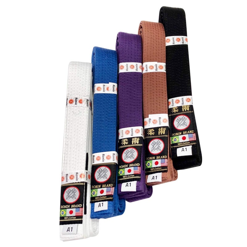 Ronin Jiu Jitsu BJJ Gi Belt â€“ Brazilian Jiu Jitsu Belt with Poly/Cotton Fabric â€“ White, Blue, Purple â€“ Perfect For Training or Competition (Brown, A1) - Image 1